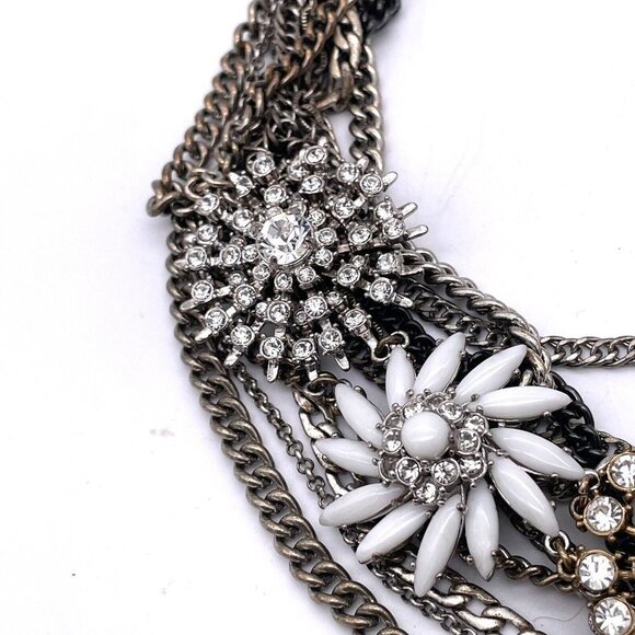Vintage Stella & Dot Necklace Eight Different Chains Flower Crafted in Crystals - Picture 3 of 6